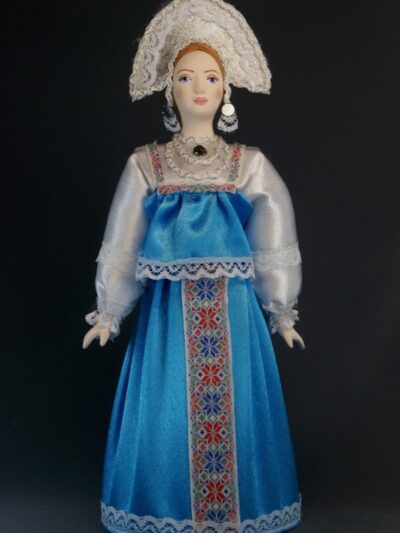 Кукла коллекционная Потешного промысла в традиционном девичьем праздничном костюме.Россия